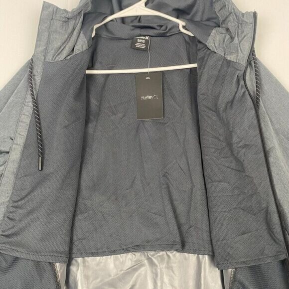 Hurley Exist Men Full Zip Windbreaker Size S Gray Reflective Water Resistant NEW - Picture 10 of 12